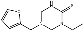 1,3,5-Triazine-2(1H)-thione,1-ethyl-5-(2-furanylmethyl)tetrahydro-(9CI) Structure