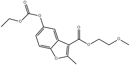 3-Benzofurancarboxylicacid,5-[(ethoxycarbonyl)oxy]-2-methyl-,2-methoxyethylester(9CI) Structure