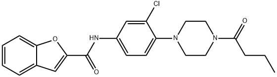 2-Benzofurancarboxamide,N-[3-chloro-4-[4-(1-oxobutyl)-1-piperazinyl]phenyl]-(9CI) 구조식 이미지