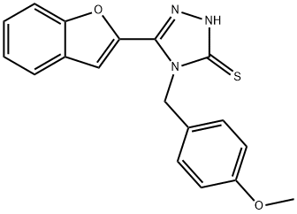 3H-1,2,4-Triazole-3-thione,5-(2-benzofuranyl)-2,4-dihydro-4-[(4-methoxyphenyl)methyl]-(9CI) Structure