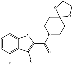 1,4-Dioxa-8-azaspiro[4.5]decane,8-[(3-chloro-4-fluorobenzo[b]thien-2-yl)carbonyl]-(9CI) Structure