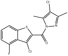 1H-Pyrazole,4-chloro-1-[(3-chloro-4-fluorobenzo[b]thien-2-yl)carbonyl]-3,5-dimethyl-(9CI) Structure