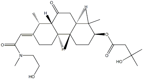 3-Hydroxy-3-methylbutyric acid [(2S,4bα,8aβ,10aα)-tetradecahydro-7-[(E)-2-[N-(2-hydroxyethyl)-N-methylamino]-2-oxoethylidene]-1,1,4aβ,8α-tetramethyl-9-oxophenanthren-2β-yl] ester Structure