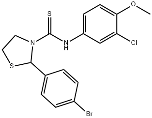 3-Thiazolidinecarbothioamide,2-(4-bromophenyl)-N-(3-chloro-4-methoxyphenyl)-(9CI) Structure