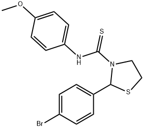 3-Thiazolidinecarbothioamide,2-(4-bromophenyl)-N-(4-methoxyphenyl)-(9CI) Structure