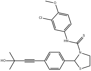 3-Thiazolidinecarbothioamide,N-(3-chloro-4-methoxyphenyl)-2-[4-(3-hydroxy-3-methyl-1-butynyl)phenyl]-(9CI) 구조식 이미지