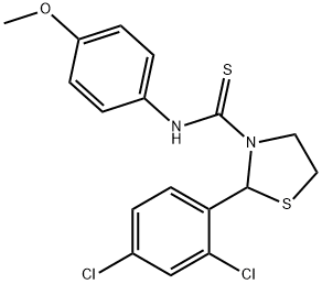 3-Thiazolidinecarbothioamide,2-(2,4-dichlorophenyl)-N-(4-methoxyphenyl)-(9CI) Structure