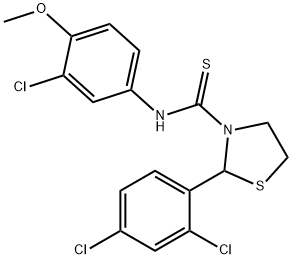 3-Thiazolidinecarbothioamide,N-(3-chloro-4-methoxyphenyl)-2-(2,4-dichlorophenyl)-(9CI) Structure
