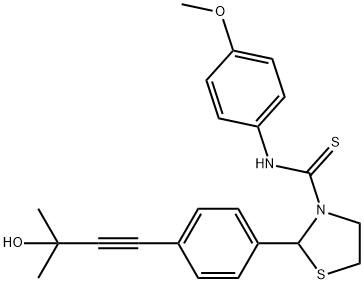 3-Thiazolidinecarbothioamide,2-[4-(3-hydroxy-3-methyl-1-butynyl)phenyl]-N-(4-methoxyphenyl)-(9CI) 구조식 이미지