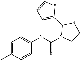 3-Thiazolidinecarbothioamide,N-(4-methylphenyl)-2-(2-thienyl)-(9CI) Structure