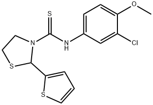 3-Thiazolidinecarbothioamide,N-(3-chloro-4-methoxyphenyl)-2-(2-thienyl)-(9CI) Structure