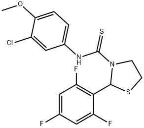 3-Thiazolidinecarbothioamide,N-(3-chloro-4-methoxyphenyl)-2-(2,4,6-trifluorophenyl)-(9CI) Structure