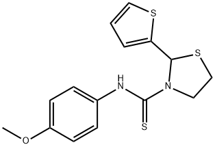 3-Thiazolidinecarbothioamide,N-(4-methoxyphenyl)-2-(2-thienyl)-(9CI) Structure