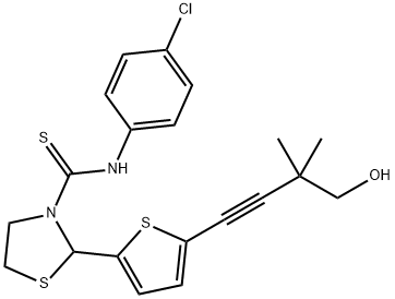 3-Thiazolidinecarbothioamide,N-(4-chlorophenyl)-2-[5-(4-hydroxy-3,3-dimethyl-1-butynyl)-2-thienyl]-(9CI) 구조식 이미지