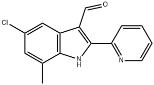 1H-Indole-3-carboxaldehyde,5-chloro-7-methyl-2-(2-pyridinyl)-(9CI) 구조식 이미지