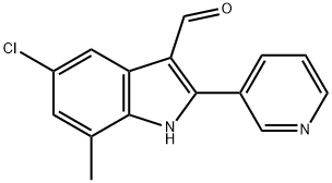 1H-Indole-3-carboxaldehyde,5-chloro-7-methyl-2-(3-pyridinyl)-(9CI) Structure