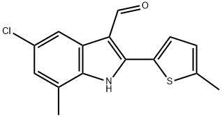 1H-Indole-3-carboxaldehyde,5-chloro-7-methyl-2-(5-methyl-2-thienyl)-(9CI) 구조식 이미지