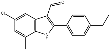 1H-Indole-3-carboxaldehyde,5-chloro-2-(4-ethylphenyl)-7-methyl-(9CI) 구조식 이미지