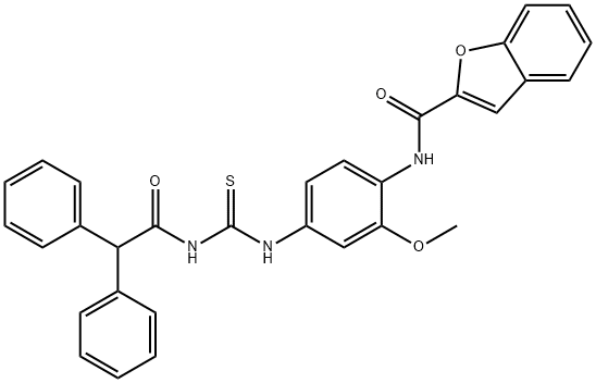 2-Benzofurancarboxamide,N-[4-[[[(diphenylacetyl)amino]thioxomethyl]amino]-2-methoxyphenyl]-(9CI) Structure