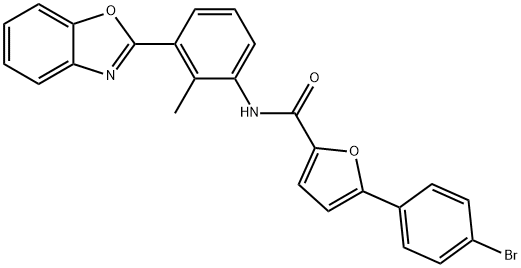 2-Furancarboxamide,N-[3-(2-benzoxazolyl)-2-methylphenyl]-5-(4-bromophenyl)-(9CI) Structure