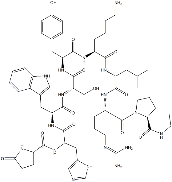 LHRH, lysyl(6)-N-ethylprolinamide(9)-des-glycinamide(10)- Structure