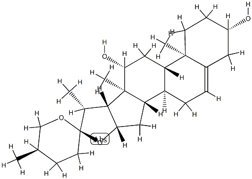 (20β,25R)-Spirost-5-ene-3β,12β-diol Structure