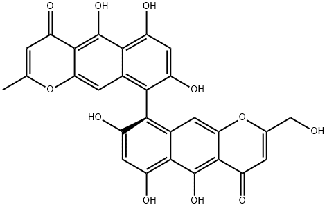 [aR,(-)]-5,5',6,6',8,8'-Hexahydroxy-2-hydroxymethyl-2'-methyl-9,9'-bi[4H-naphtho[2,3-b]pyran]-4,4'-dione 구조식 이미지