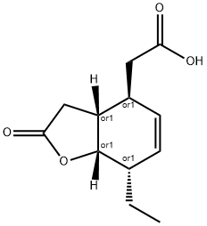 4-Benzofuranaceticacid,7-ethyl-2,3,3a,4,7,7a-hexahydro-2-oxo-,(3aR,4S,7S,7aS)-rel-(9CI) Structure