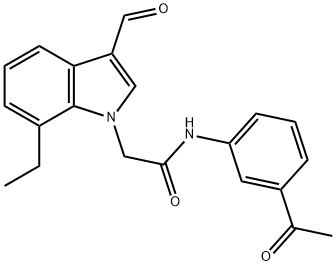 1H-Indole-1-acetamide,N-(3-acetylphenyl)-7-ethyl-3-formyl-(9CI) Structure