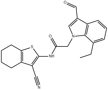 1H-Indole-1-acetamide,N-(3-cyano-4,5,6,7-tetrahydrobenzo[b]thien-2-yl)-7-ethyl-3-formyl-(9CI) 구조식 이미지