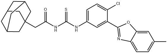 Tricyclo[3.3.1.13,7]decane-1-acetamide, N-[[[4-chloro-3-(6-methyl-2-benzoxazolyl)phenyl]amino]thioxomethyl]- (9CI) Structure