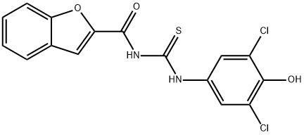 2-Benzofurancarboxamide,N-[[(3,5-dichloro-4-hydroxyphenyl)amino]thioxomethyl]-(9CI) Structure