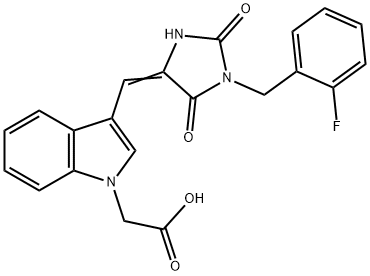 1H-Indole-1-aceticacid,3-[[1-[(2-fluorophenyl)methyl]-2,5-dioxo-4-imidazolidinylidene]methyl]-(9CI) Structure
