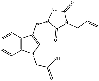 1H-Indole-1-aceticacid,3-[[2,4-dioxo-3-(2-propenyl)-5-thiazolidinylidene]methyl]-(9CI) Structure