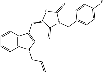 2,4-Thiazolidinedione,3-[(4-fluorophenyl)methyl]-5-[[1-(2-propenyl)-1H-indol-3-yl]methylene]-(9CI) Structure