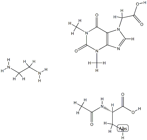 N-acetyl-L-cysteine, compound with ethane-1,2-diamine (1:1), mono(1,2,3,6-tetrahydro-1,3-dimethyl-2,6-dioxo-7H-purine-7-acetate) Structure