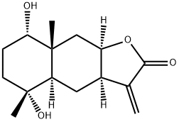 (3aR,4aα,9aα)-3a,4,4a,5,6,7,8,8a,9,9a-Decahydro-5α,8α-dihydroxy-5,8aβ-dimethyl-3-methylenenaphtho[2,3-b]furan-2(3H)-one 구조식 이미지