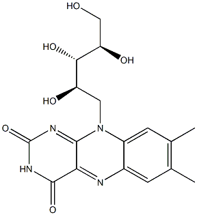 1-Deoxy-1-(3,4-dihydro-7,8-dimethyl-2,4-dioxobenzo[g]pteridin-10(2H)-yl)-D-arabinitol 구조식 이미지
