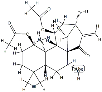 (14S)-1β,11β-Diacetoxy-7α,13,14-trihydroxykaur-16-en-15-one Structure