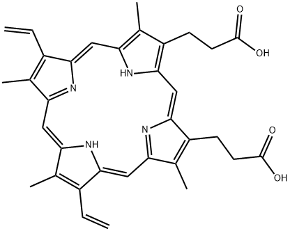 7,13-Divinyl-3,8,12,17-tetramethyl-21H,23H-porphyrin-2,18-dipropanoic acid Structure