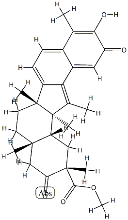 (20S)-3-Hydroxy-11-methyl-2,21-dioxo-C,24,25-trinor-D:C-friedoolean-1(10),3,5,7,9(11)-penten-29-oic acid methyl ester 구조식 이미지