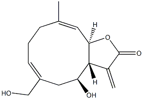 (3aR)-3aβ,4,5,8,9,11aα-Hexahydro-4β-hydroxy-6-hydroxymethyl-10-methyl-3-methylenecyclodeca[b]furan-2(3H)-one 구조식 이미지