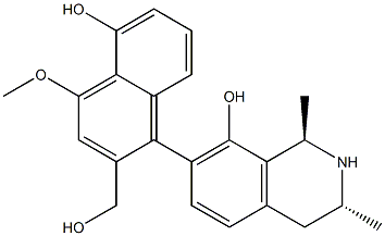 (1R)-1,2,3,4-Tetrahydro-1β,3α-dimethyl-7-(2,5-dihydroxy-4-methoxy-1-naphtyl)isoquinolin-8-ol 구조식 이미지