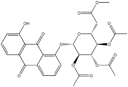 8-Hydroxy-1-(2-O,3-O,4-O,6-O-tetraacetyl-β-D-glucopyranosyloxy)-9,10-anthracenedione 구조식 이미지