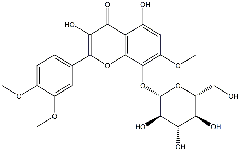2-(3,4-Dimethoxyphenyl)-8-(β-D-glucopyranosyloxy)-3,5-dihydroxy-7-methoxy-4H-1-benzopyran-4-one 구조식 이미지