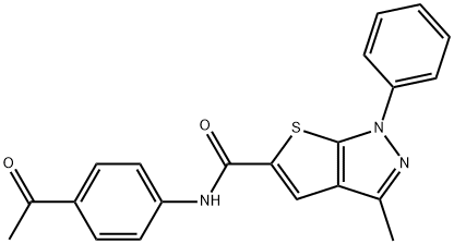 1H-Thieno[2,3-c]pyrazole-5-carboxamide,N-(4-acetylphenyl)-3-methyl-1-phenyl-(9CI) 구조식 이미지