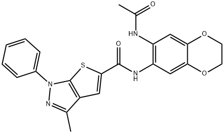 1H-Thieno[2,3-c]pyrazole-5-carboxamide,N-[7-(acetylamino)-2,3-dihydro-1,4-benzodioxin-6-yl]-3-methyl-1-phenyl-(9CI) Structure