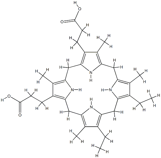 3,8,12,18-테트라메틸-13,17-디에틸포르피리노겐-2,7-디프로판산 구조식 이미지