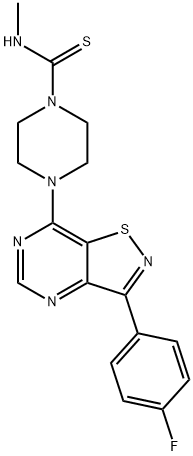 1-Piperazinecarbothioamide,4-[3-(4-fluorophenyl)isothiazolo[4,5-d]pyrimidin-7-yl]-N-methyl-(9CI) 구조식 이미지