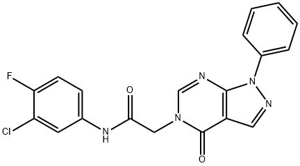 5H-Pyrazolo[3,4-d]pyrimidine-5-acetamide,N-(3-chloro-4-fluorophenyl)-1,4-dihydro-4-oxo-1-phenyl-(9CI) Structure
